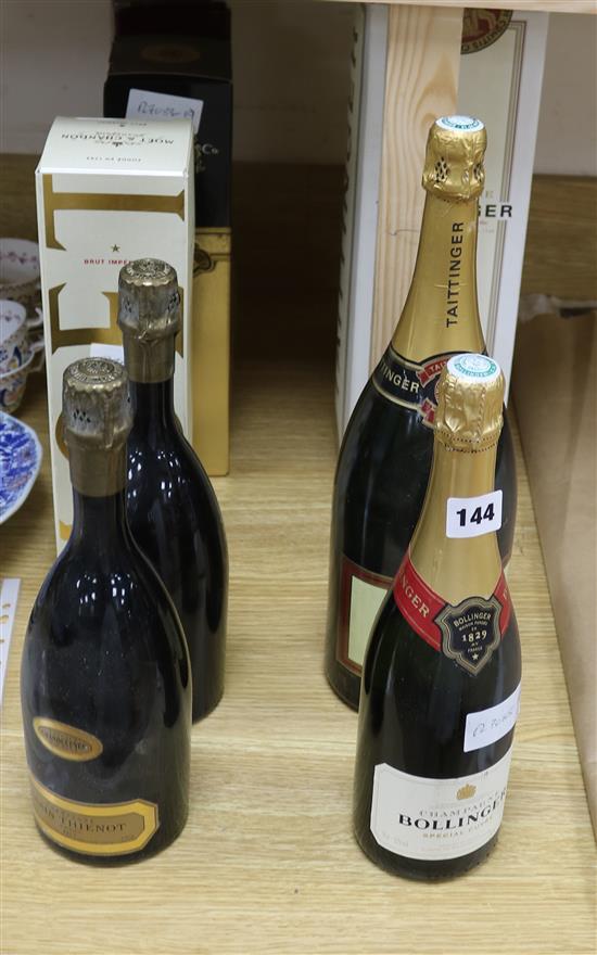 Six bottles of assorted champagnes N.V. including Moet & Chandon and three magnums of Tattinger N.V.